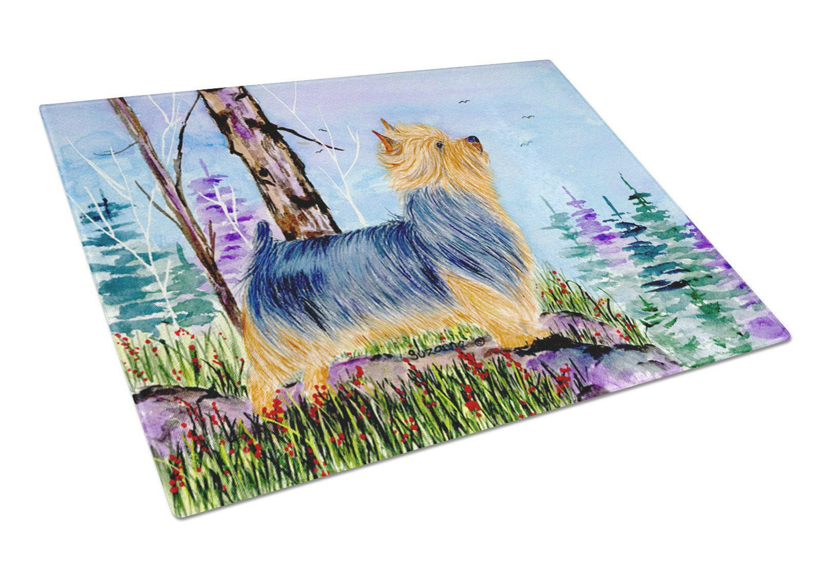Norwich Terrier Cutting Board Tempered Glass Kitchen Cutting Surface, Heat Resistant Chopping, Non-Slip Feet, Food Prep & Serving