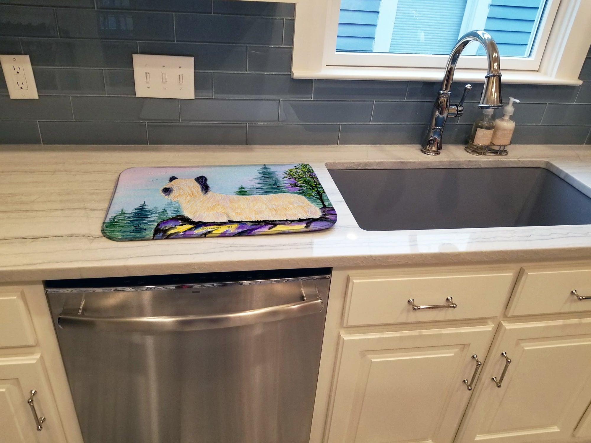 Skye Terrier Dish Drying Mat Absorbent Dish Drying Mat Pad for Kitchen Counter Dish Drainer Mat for Countertop, 14 x 21", Multicolor