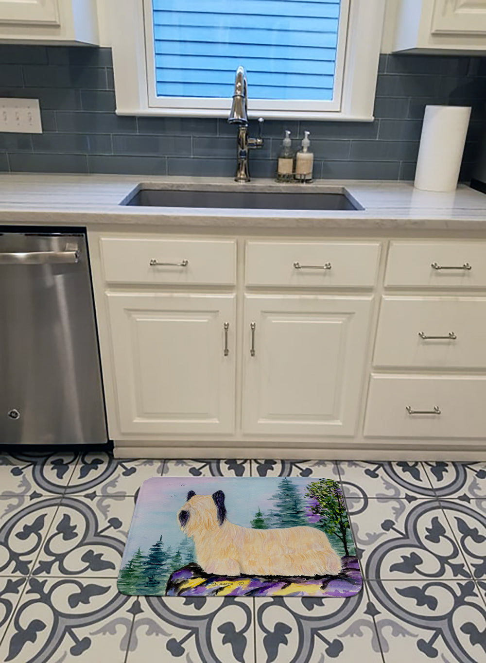 Skye Terrier Memory Foam Kitchen Mat Machine Washable Anti-Fatigue Cushion Comfort Bath or Kitchen Rug