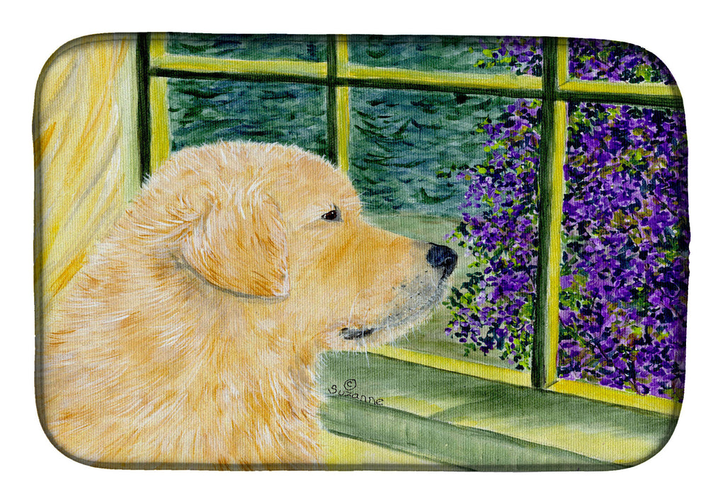 Golden Retriever Dish Drying Mat Absorbent Dish Drying Mat Pad for Kitchen Counter Dish Drainer Mat for Countertop, 14 x 21", Multicolor
