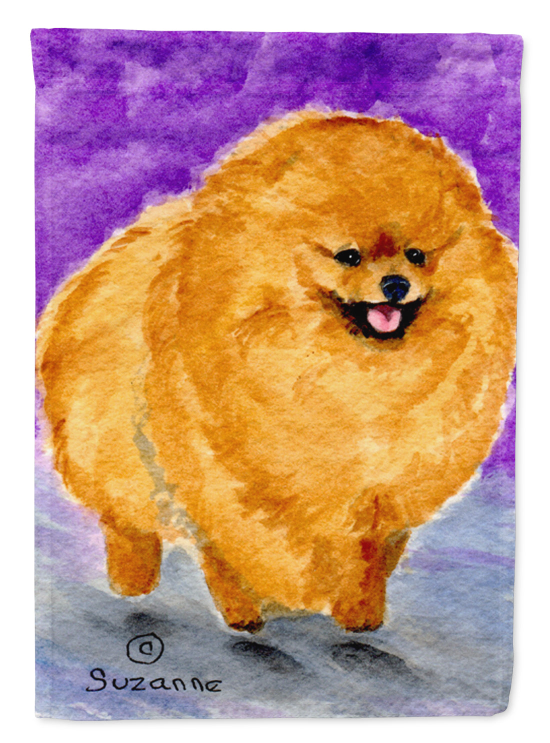 Pomeranian House Flag 28x40 Porch Sleeve Pole Decorative Outside Yard Banner Artwork Wall Hanging, Polyester