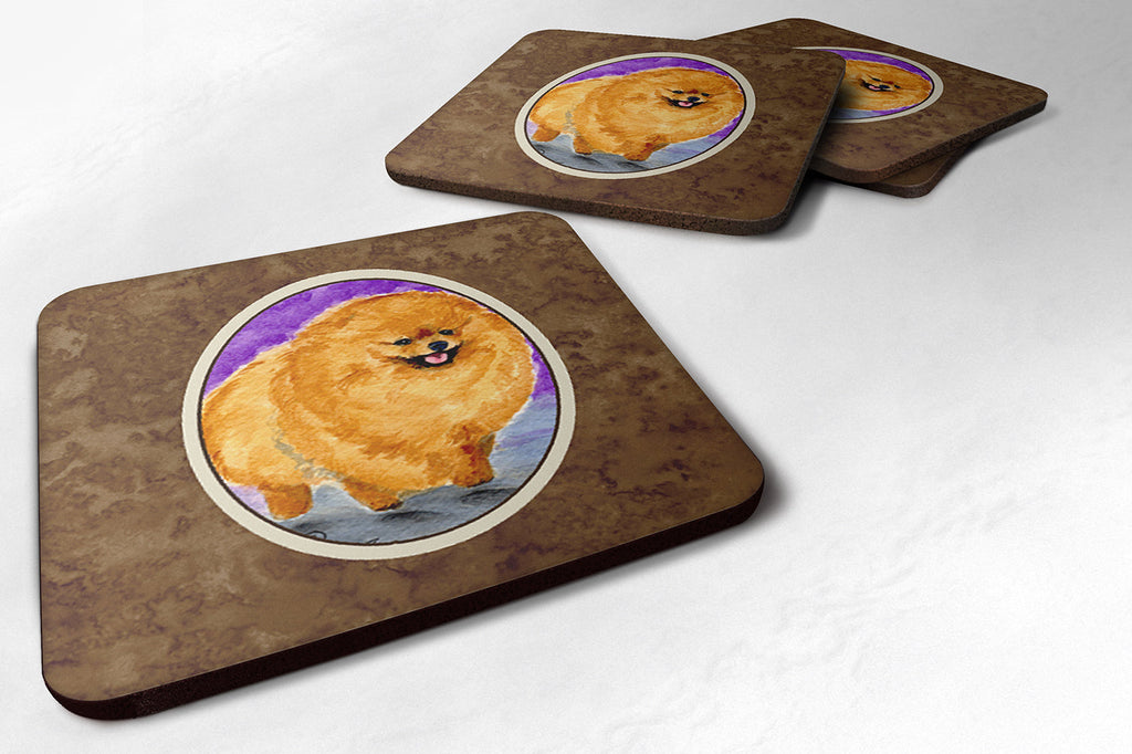 Pomeranian Foam Coasters Set of 4 Cup Coasters for Indoor Outdoor, Tabletop Protection, Anti Slip, Mouse pad Material