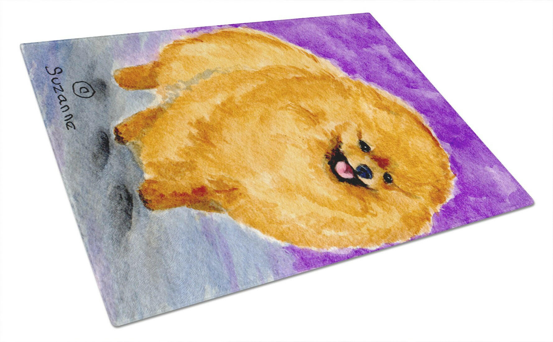 Pomeranian Cutting Board Tempered Glass Kitchen Cutting Surface, Heat Resistant Chopping, Non-Slip Feet, Food Prep & Serving