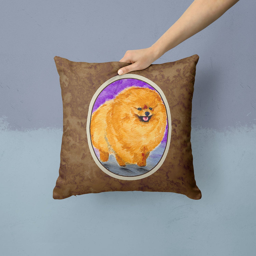 Pomeranian Decorative Throw Pillow 14x14 Indoor Outdoor Accent Cushion, Fabric Cover with Insert for Sofa, Bed, Porch & Living Room