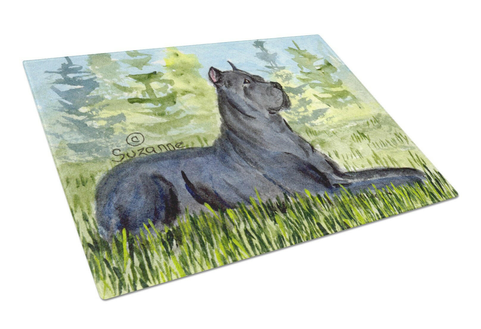 Cane Corso Cutting Board Tempered Glass Kitchen Cutting Surface, Heat Resistant Chopping, Non-Slip Feet, Food Prep & Serving