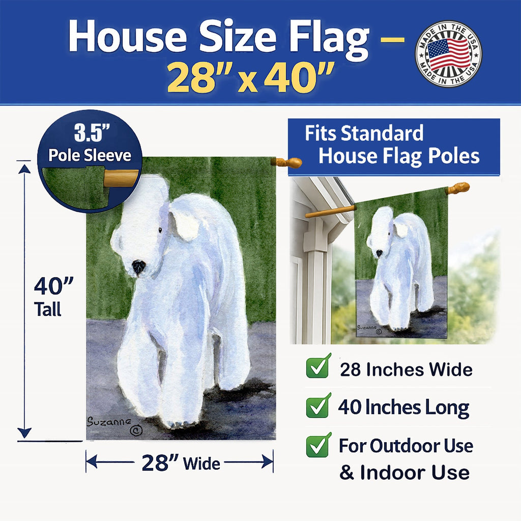 Bedlington Terrier House Flag 28x40 Porch Sleeve Pole Decorative Outside Yard Banner Artwork Wall Hanging, Polyester