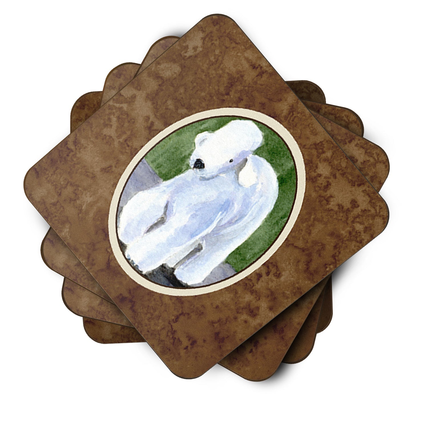 Bedlington Terrier Foam Coasters Set of 4 Cup Coasters for Indoor Outdoor, Tabletop Protection, Anti Slip, Mouse pad Material