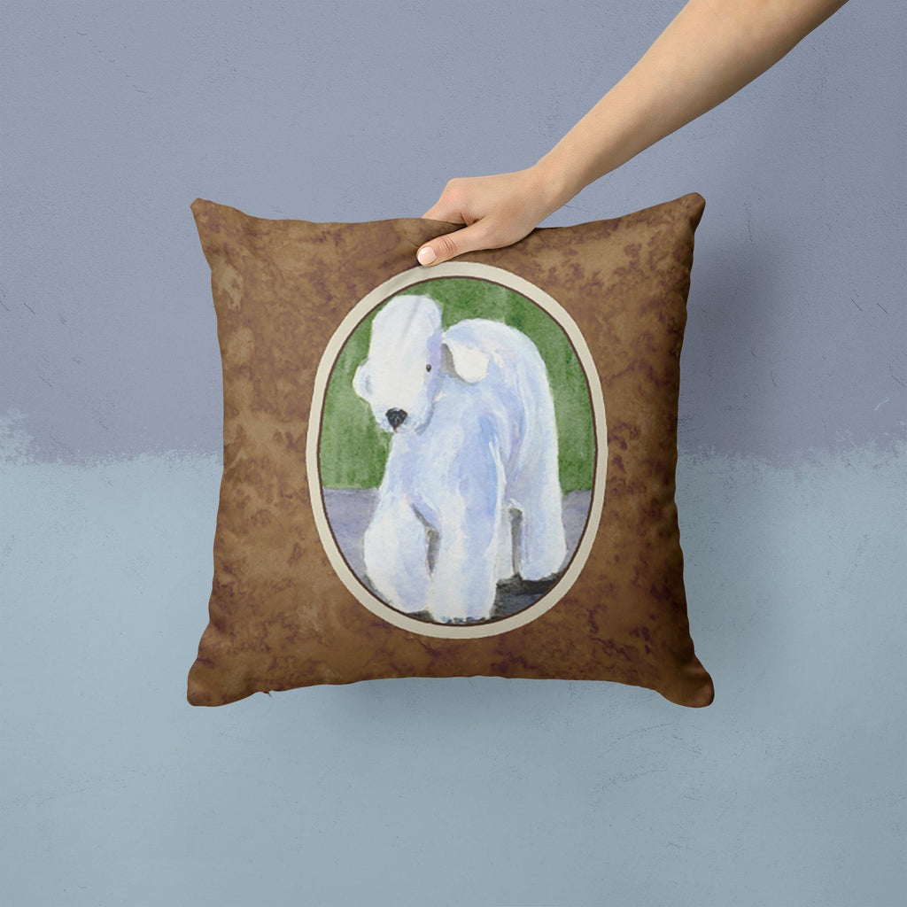 Bedlington Terrier Decorative Throw Pillow 14x14 Indoor Outdoor Accent Cushion, Fabric Cover with Insert for Sofa, Bed, Porch & Living Room