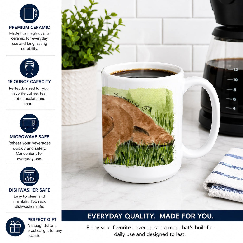 Curly Coated Retriever Ceramic Coffee Mug 15 oz Decorative Large C Handle Mug Cup for Tea, Cocoa Hot Chocolate