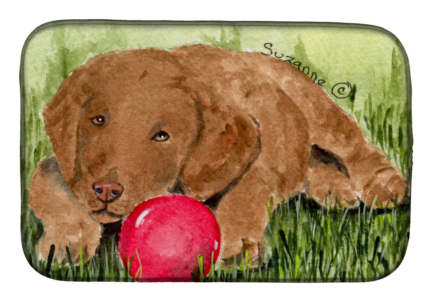 Curly Coated Retriever Dish Drying Mat Absorbent Dish Drying Mat Pad for Kitchen Counter Dish Drainer Mat for Countertop, 14 x 21", Multicolor