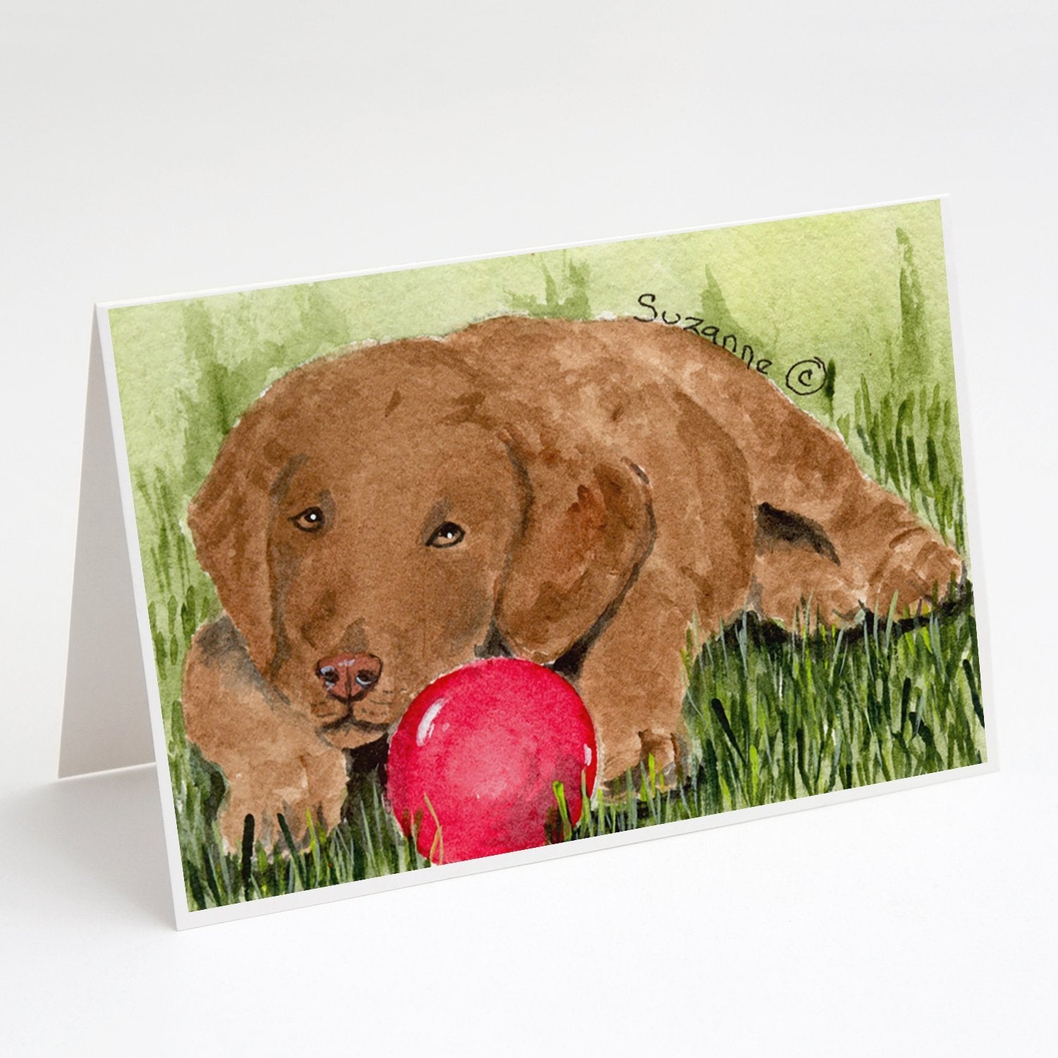 Curly Coated Retriever Greeting Cards Pack of 8 Blank Cards with Envelopes Whimsical A7 Size 5x7