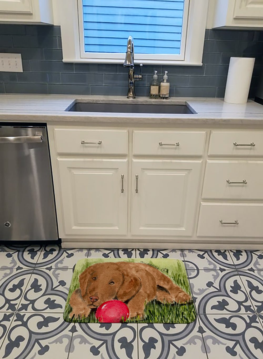 Curly Coated Retriever Memory Foam Kitchen Mat Machine Washable Anti-Fatigue Cushion Comfort Bath or Kitchen Rug