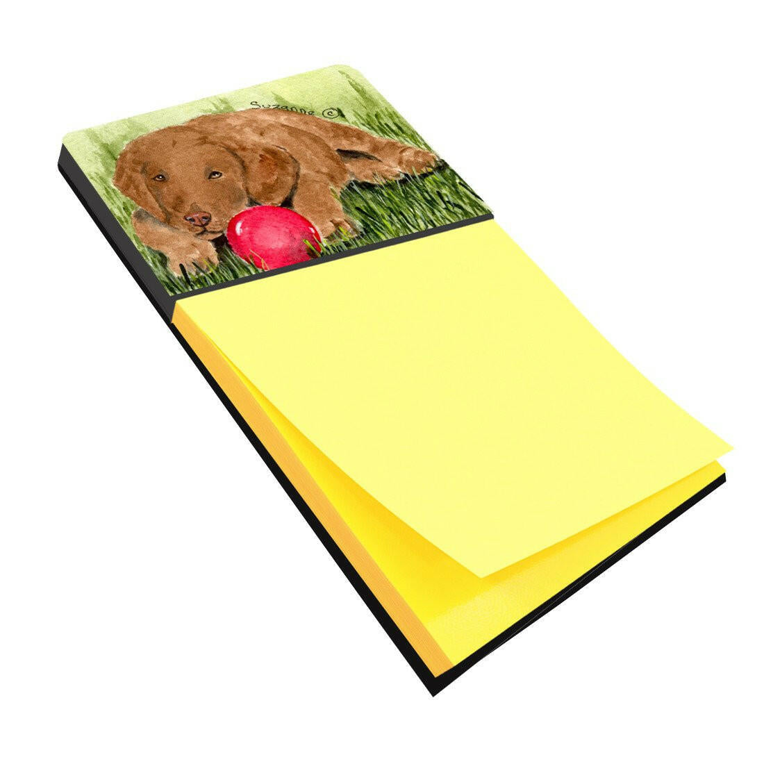 Curly Coated Retriever Watercolor Sticky Note Holder Refillable Dispenser Desk Accessory 3x3 Pad Gift