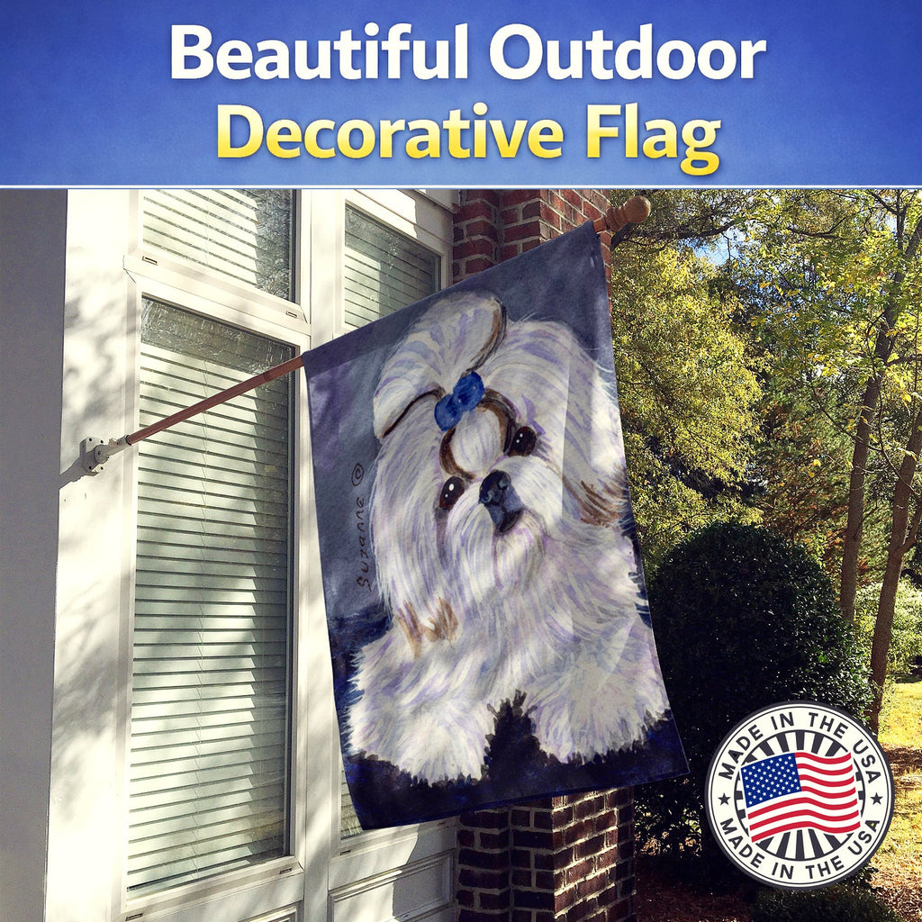 Shih Tzu House Flag 28x40 Porch Sleeve Pole Decorative Outside Yard Banner Artwork Wall Hanging, Polyester