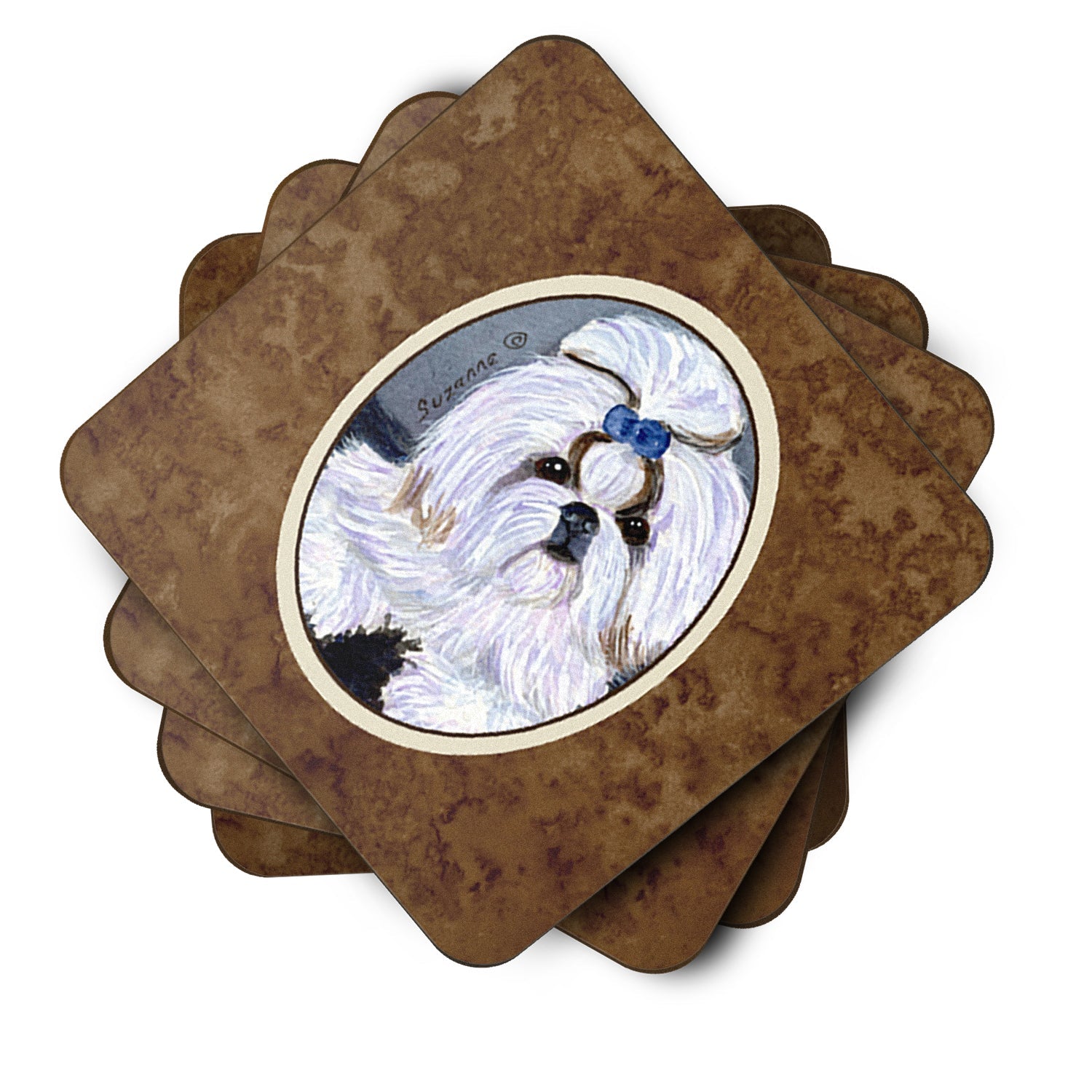 Shih Tzu Foam Coasters Set of 4 Cup Coasters for Indoor Outdoor, Tabletop Protection, Anti Slip, Mouse pad Material