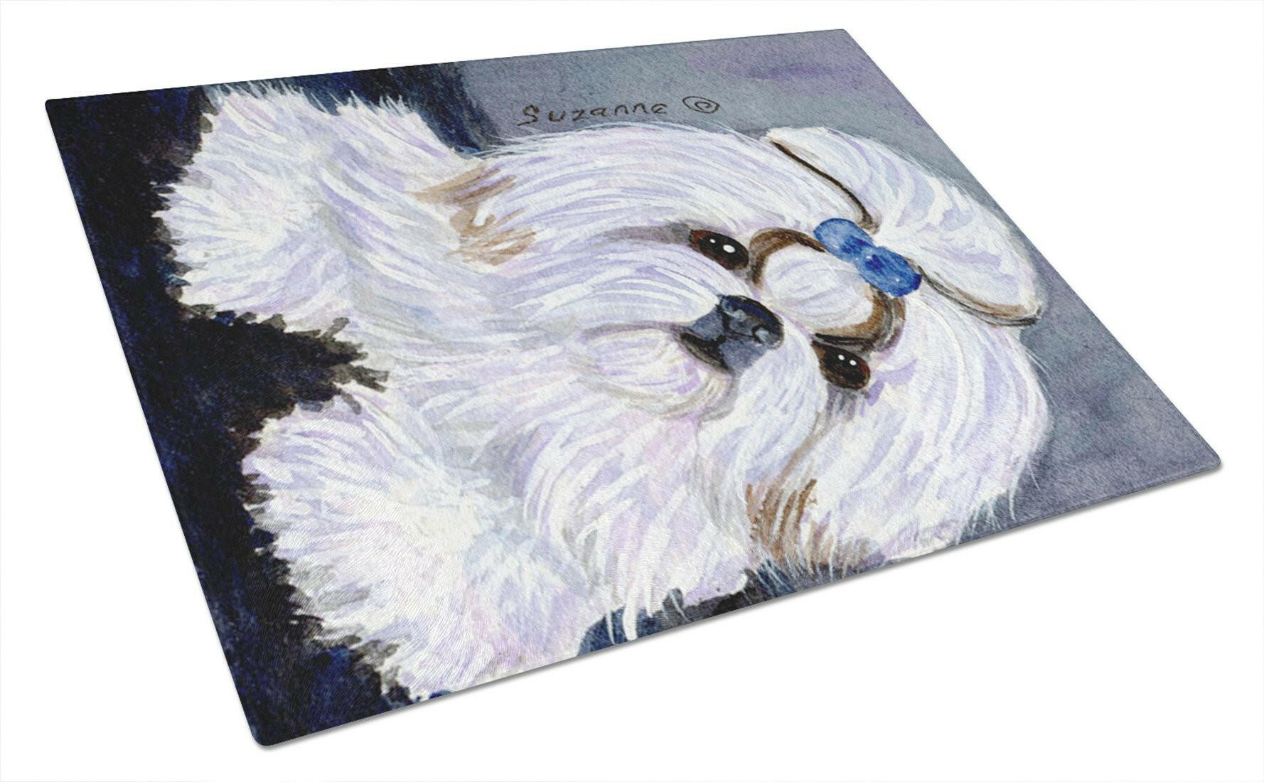 Shih Tzu Cutting Board Tempered Glass Kitchen Cutting Surface, Heat Resistant Chopping, Non-Slip Feet, Food Prep & Serving