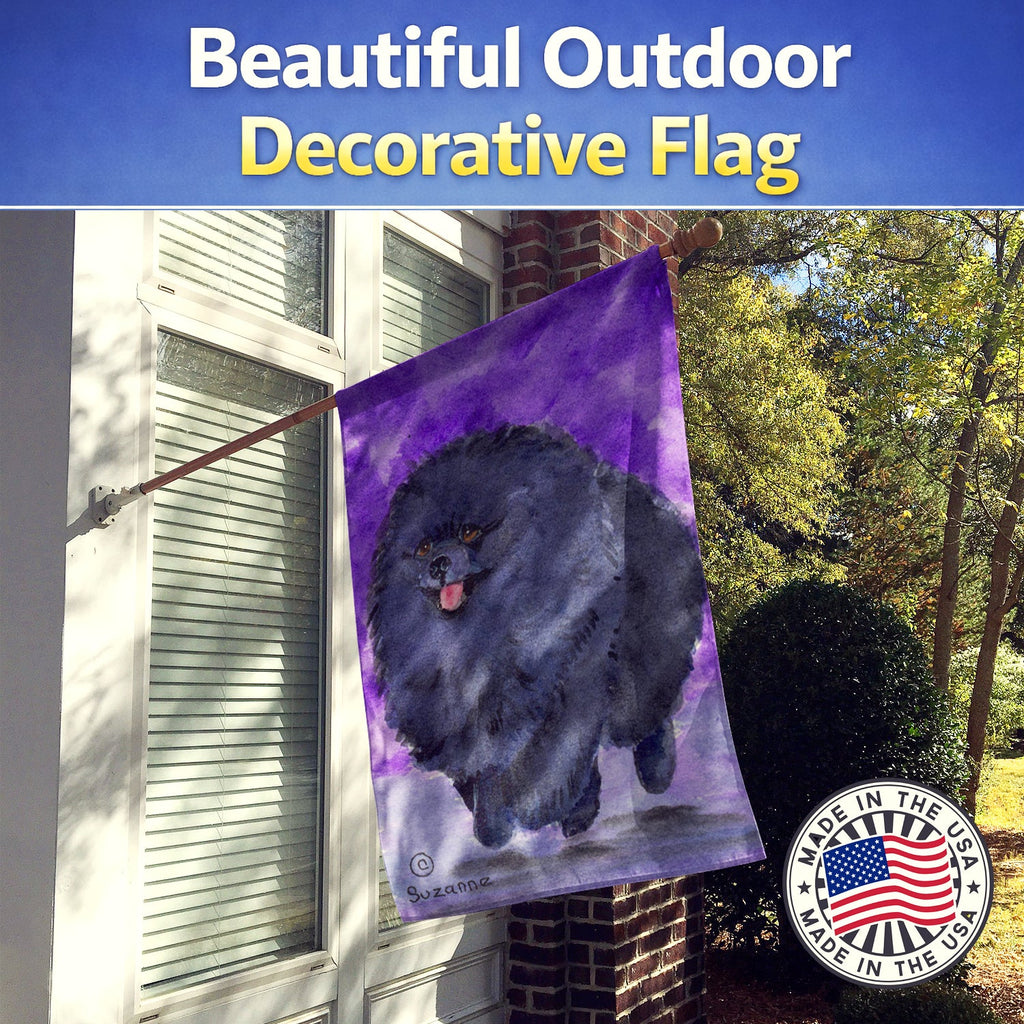 Pomeranian House Flag 28x40 Porch Sleeve Pole Decorative Outside Yard Banner Artwork Wall Hanging, Polyester
