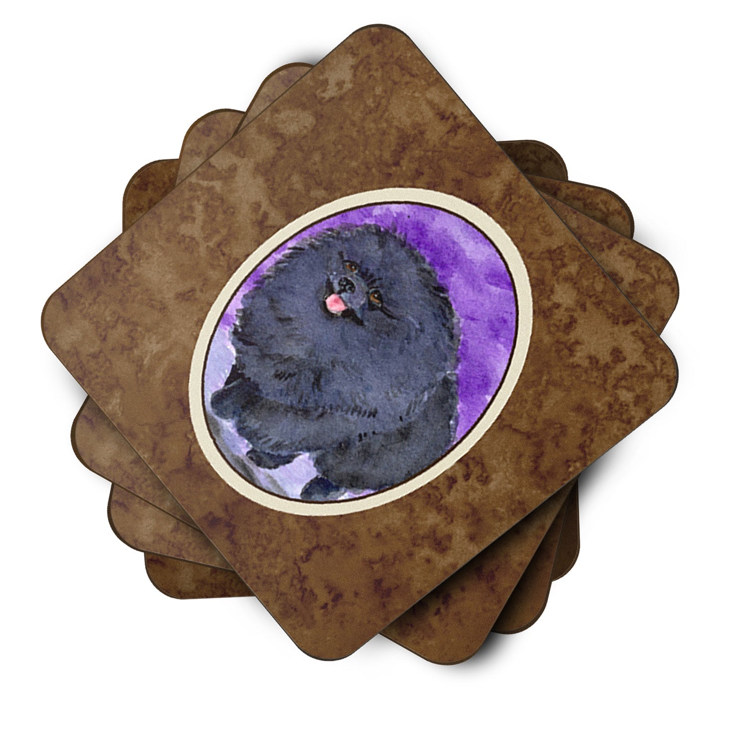 Pomeranian Foam Coasters Set of 4 Cup Coasters for Indoor Outdoor, Tabletop Protection, Anti Slip, Mouse pad Material