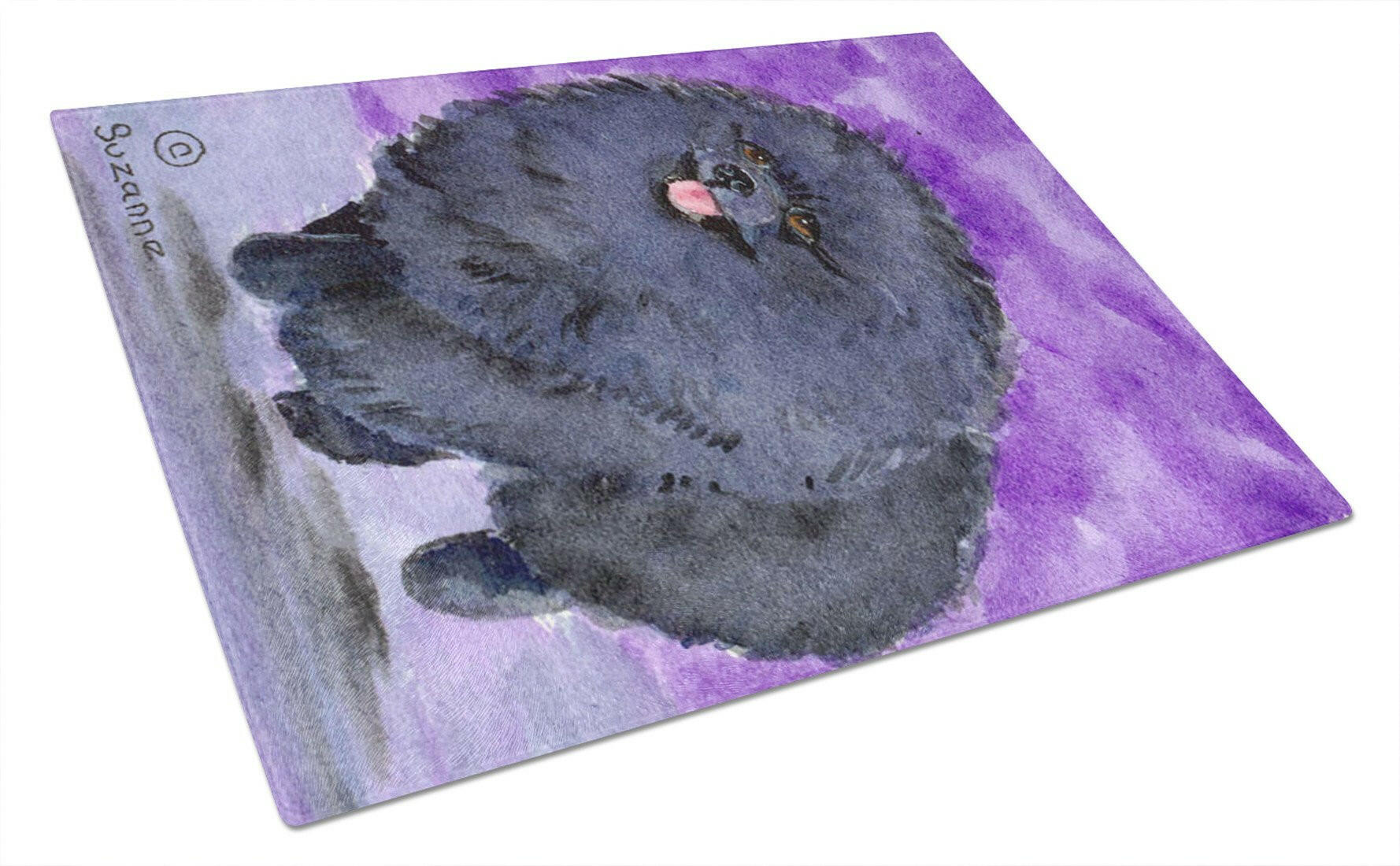 Pomeranian Cutting Board Tempered Glass Kitchen Cutting Surface, Heat Resistant Chopping, Non-Slip Feet, Food Prep & Serving