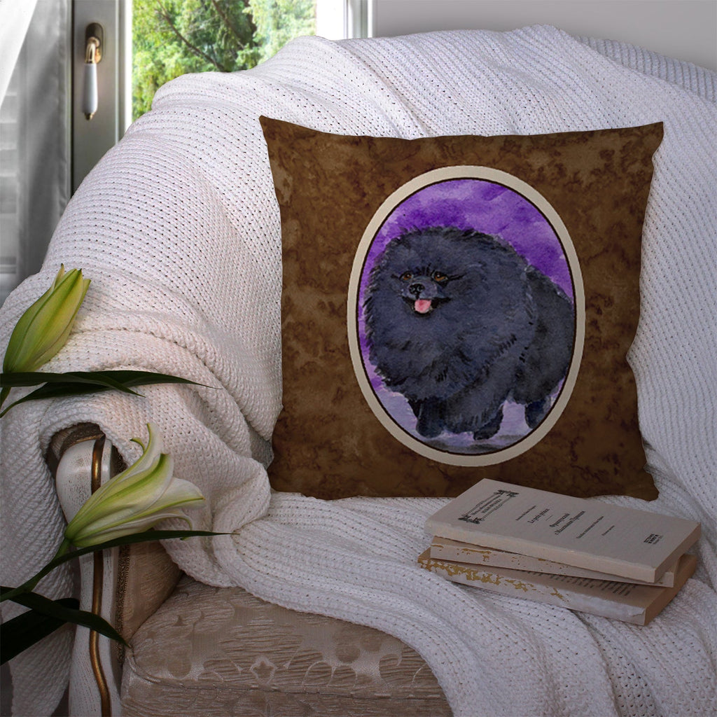Pomeranian Decorative Throw Pillow 14x14 Indoor Outdoor Accent Cushion, Fabric Cover with Insert for Sofa, Bed, Porch & Living Room