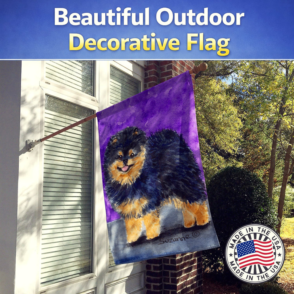 Pomeranian House Flag 28x40 Porch Sleeve Pole Decorative Outside Yard Banner Artwork Wall Hanging, Polyester