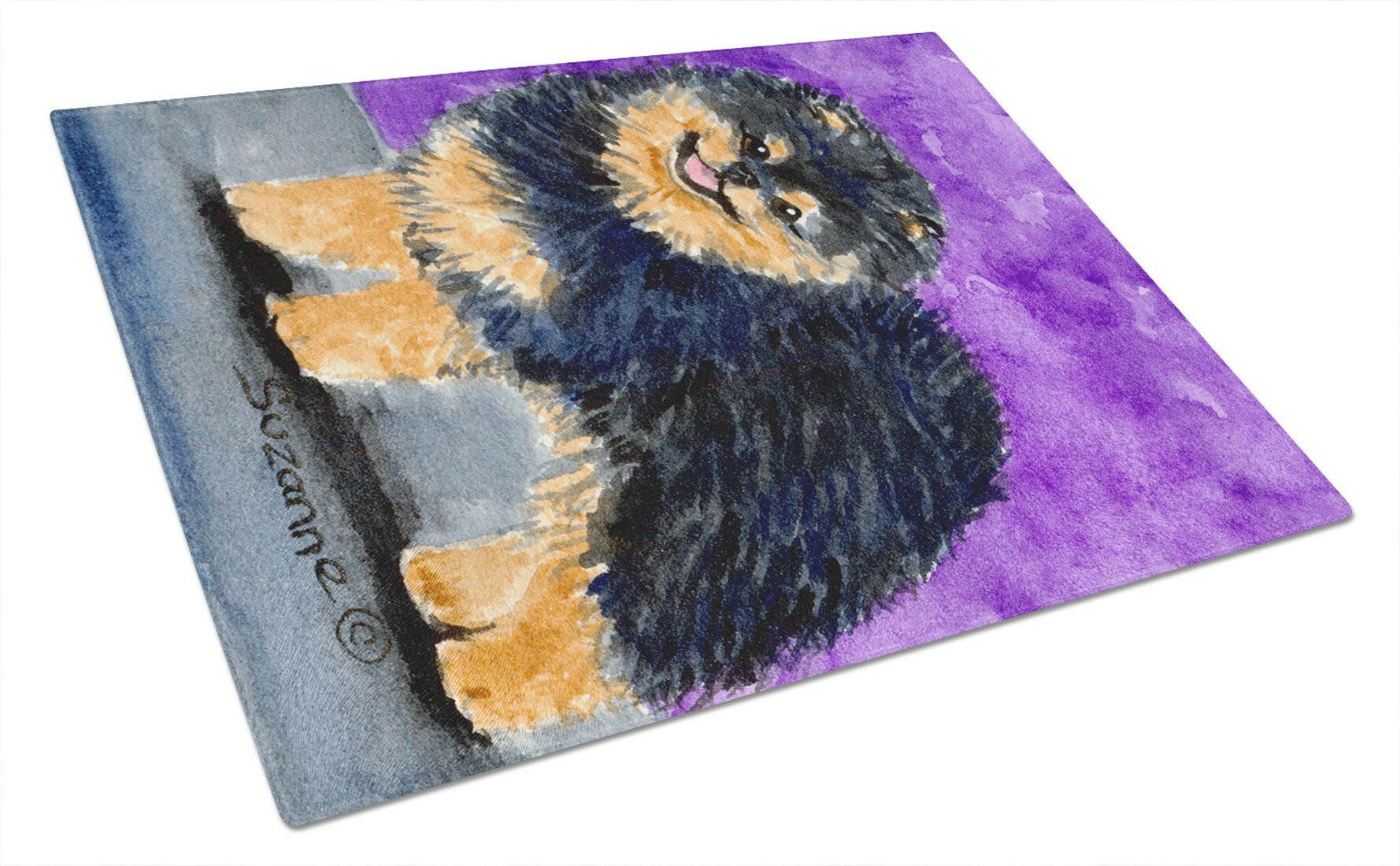 Pomeranian Cutting Board Tempered Glass Kitchen Cutting Surface, Heat Resistant Chopping, Non-Slip Feet, Food Prep & Serving