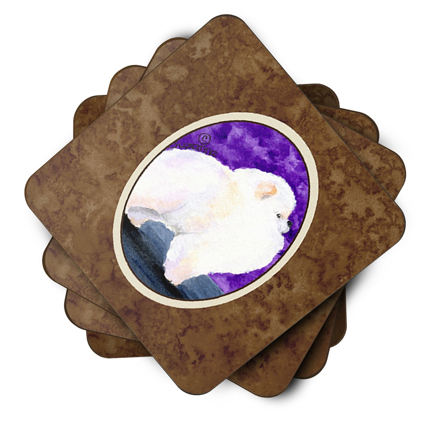 Pomeranian Foam Coasters Set of 4 Cup Coasters for Indoor Outdoor, Tabletop Protection, Anti Slip, Mouse pad Material