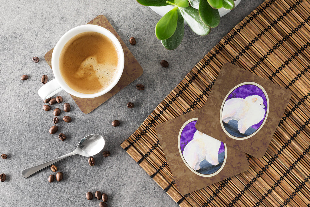 Pomeranian Foam Coasters Set of 4 Cup Coasters for Indoor Outdoor, Tabletop Protection, Anti Slip, Mouse pad Material