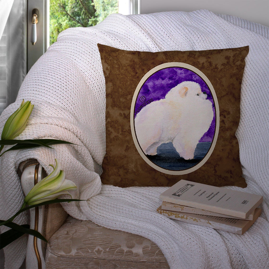 Pomeranian Decorative Throw Pillow 14x14 Indoor Outdoor Accent Cushion, Fabric Cover with Insert for Sofa, Bed, Porch & Living Room
