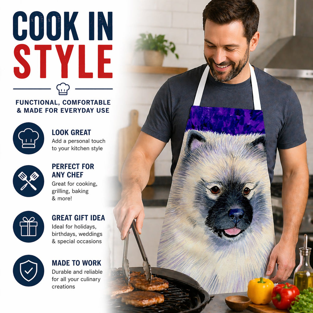 Keeshond Apron Cooking Kitchen Server Baking Crafts Gardening for Adult Women Men, Unisex, Large, Multicolor