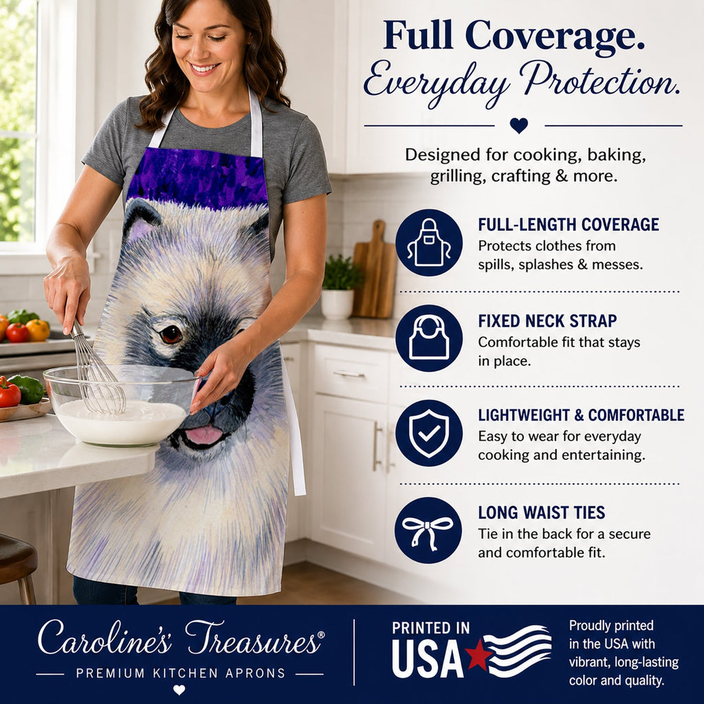 Keeshond Apron Cooking Kitchen Server Baking Crafts Gardening for Adult Women Men, Unisex, Large, Multicolor