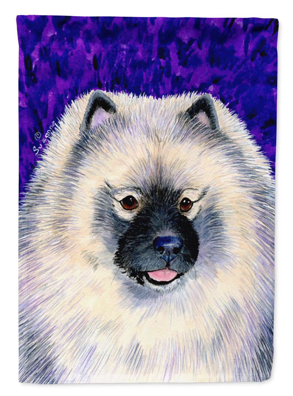 Keeshond House Flag 28x40 Porch Sleeve Pole Decorative Outside Yard Banner Artwork Wall Hanging, Polyester