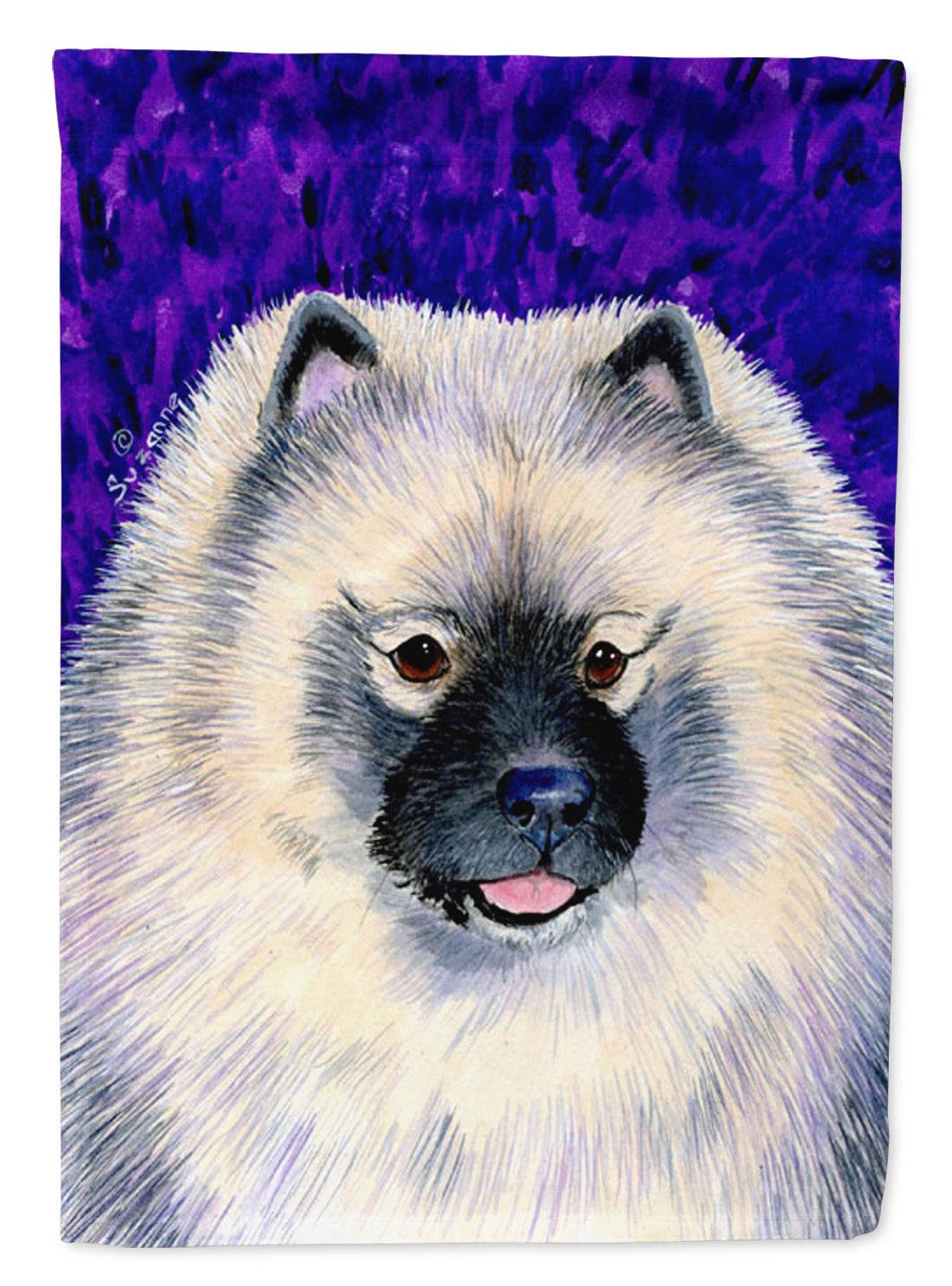 Keeshond House Flag 28x40 Porch Sleeve Pole Decorative Outside Yard Banner Artwork Wall Hanging, Polyester