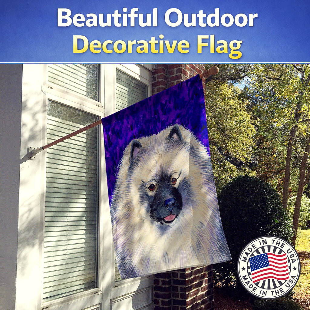 Keeshond House Flag 28x40 Porch Sleeve Pole Decorative Outside Yard Banner Artwork Wall Hanging, Polyester