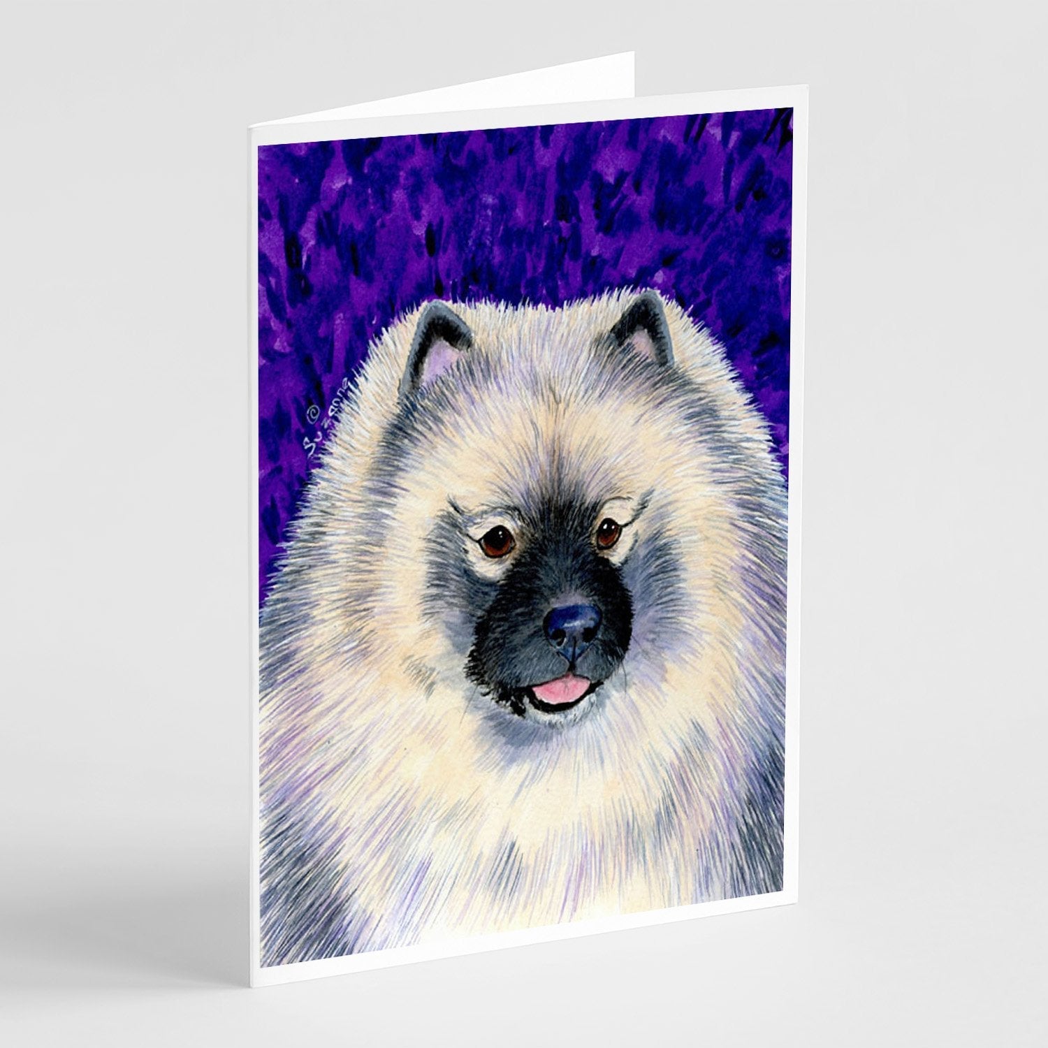 Keeshond Greeting Cards Pack of 8 Blank Cards with Envelopes Whimsical A7 Size 5x7