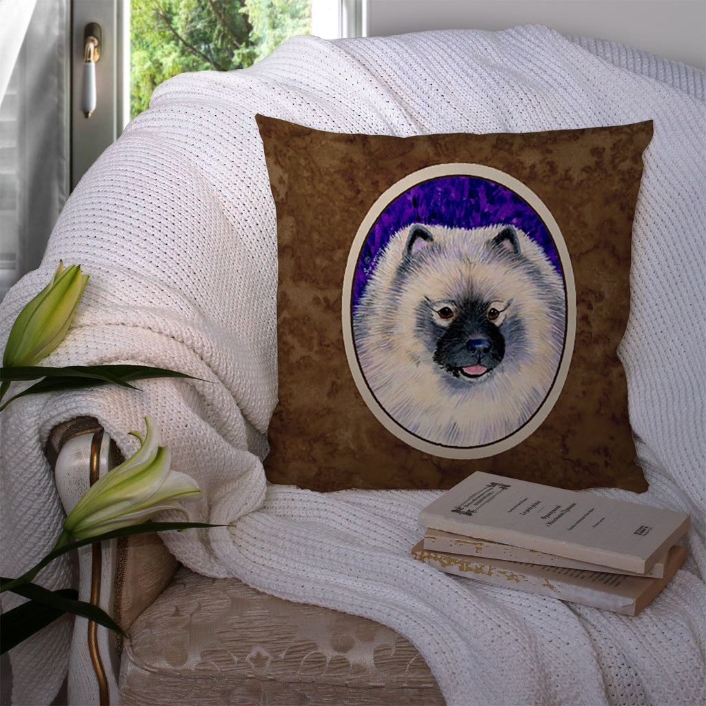 Keeshond Decorative Throw Pillow 14x14 Indoor Outdoor Accent Cushion, Fabric Cover with Insert for Sofa, Bed, Porch & Living Room