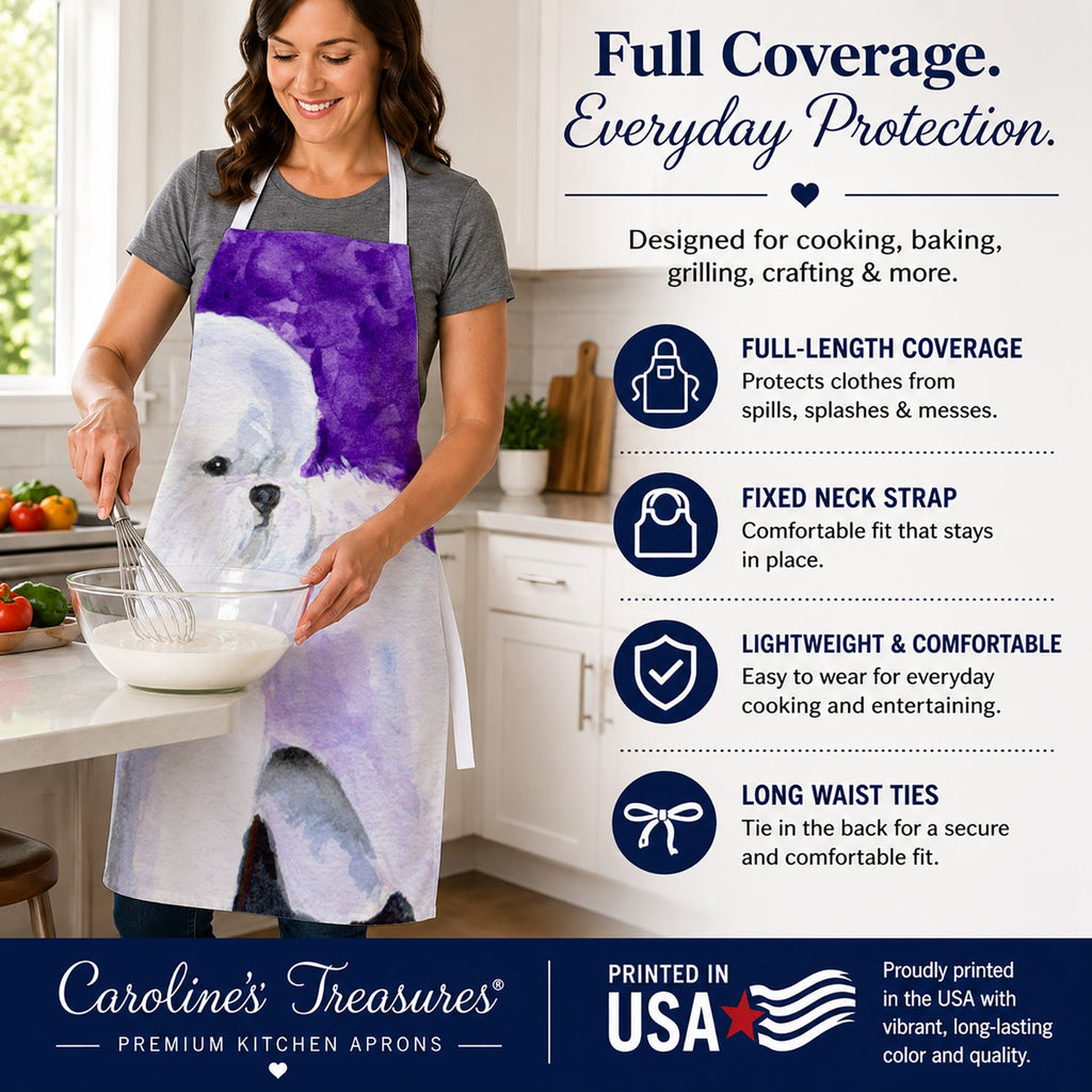 Bichon Frise Apron Cooking Kitchen Server Baking Crafts Gardening for Adult Women Men, Unisex, Large, Multicolor