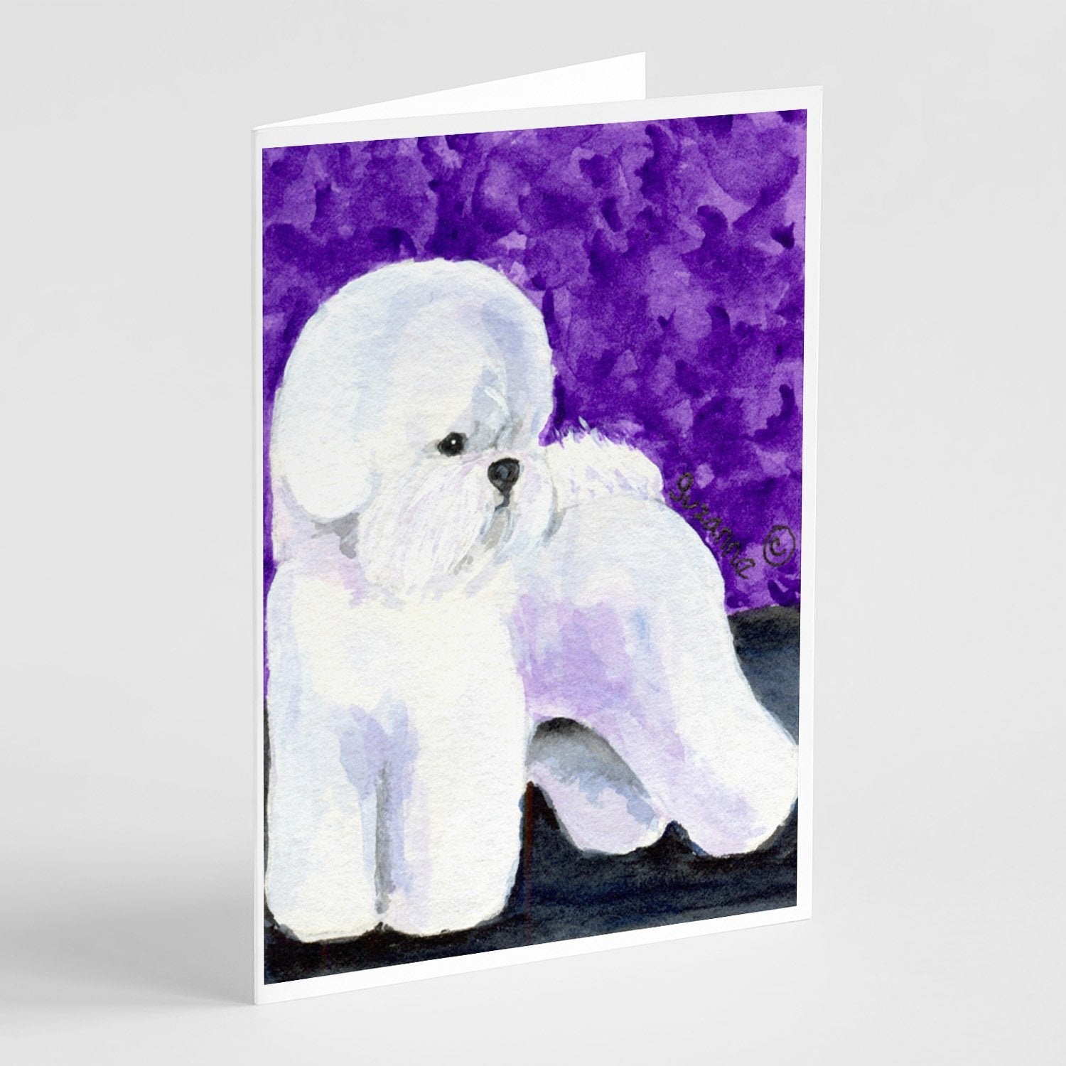 Bichon Frise Greeting Cards Pack of 8 Blank Cards with Envelopes Whimsical A7 Size 5x7