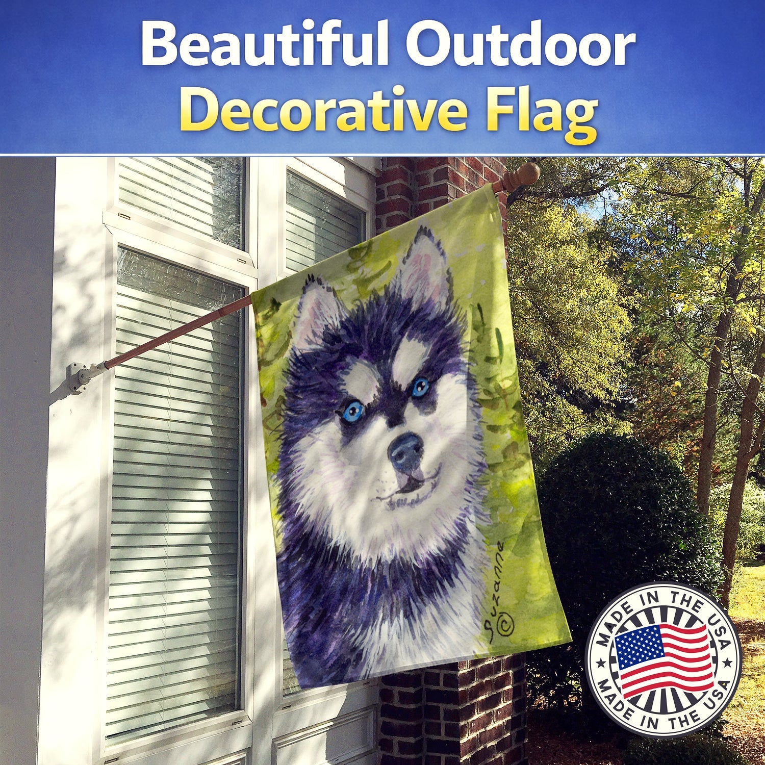 Klee Kai House Flag 28x40 Porch Sleeve Pole Decorative Outside Yard Banner Artwork Wall Hanging, Polyester