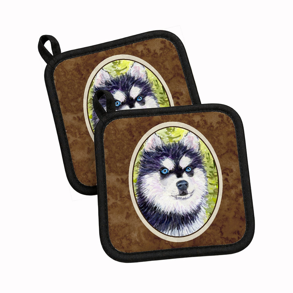 Klee Kai Pot Holder Set of 2 Heat Resistant Quilted Hot Pads 7.5 x 7.5 Inch, Insulated Kitchen Trivets for Cooking & Baking