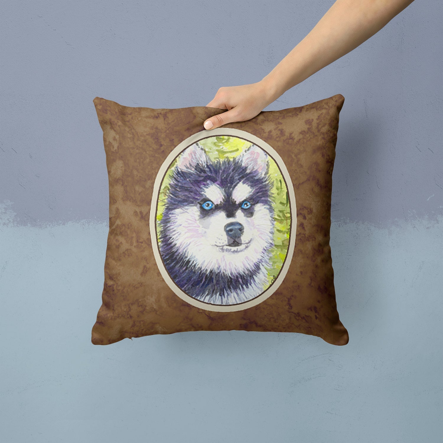 Klee Kai Decorative Throw Pillow 14x14 Indoor Outdoor Accent Cushion, Fabric Cover with Insert for Sofa, Bed, Porch & Living Room
