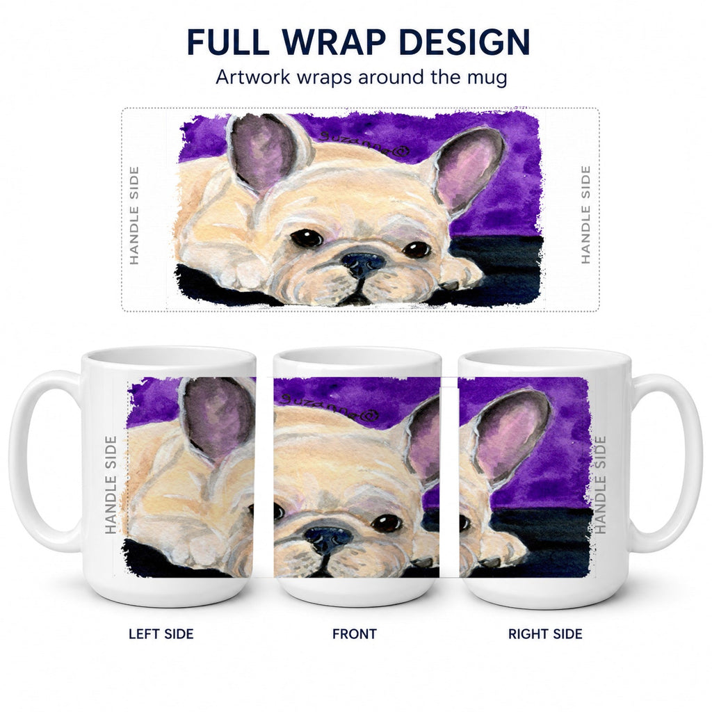 French Bulldog Ceramic Coffee Mug 15 oz Decorative Large C Handle Mug Cup for Tea, Cocoa Hot Chocolate