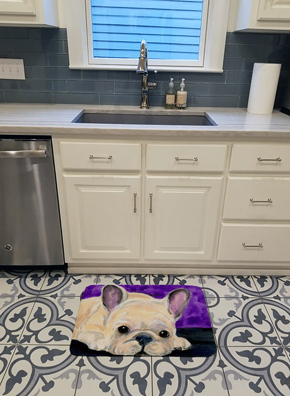 French Bulldog Memory Foam Kitchen Mat Machine Washable Anti-Fatigue Cushion Comfort Bath or Kitchen Rug