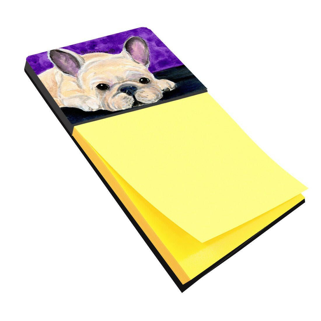 French Bulldog Watercolor Sticky Note Holder Refillable Dispenser Desk Accessory 3x3 Pad Gift
