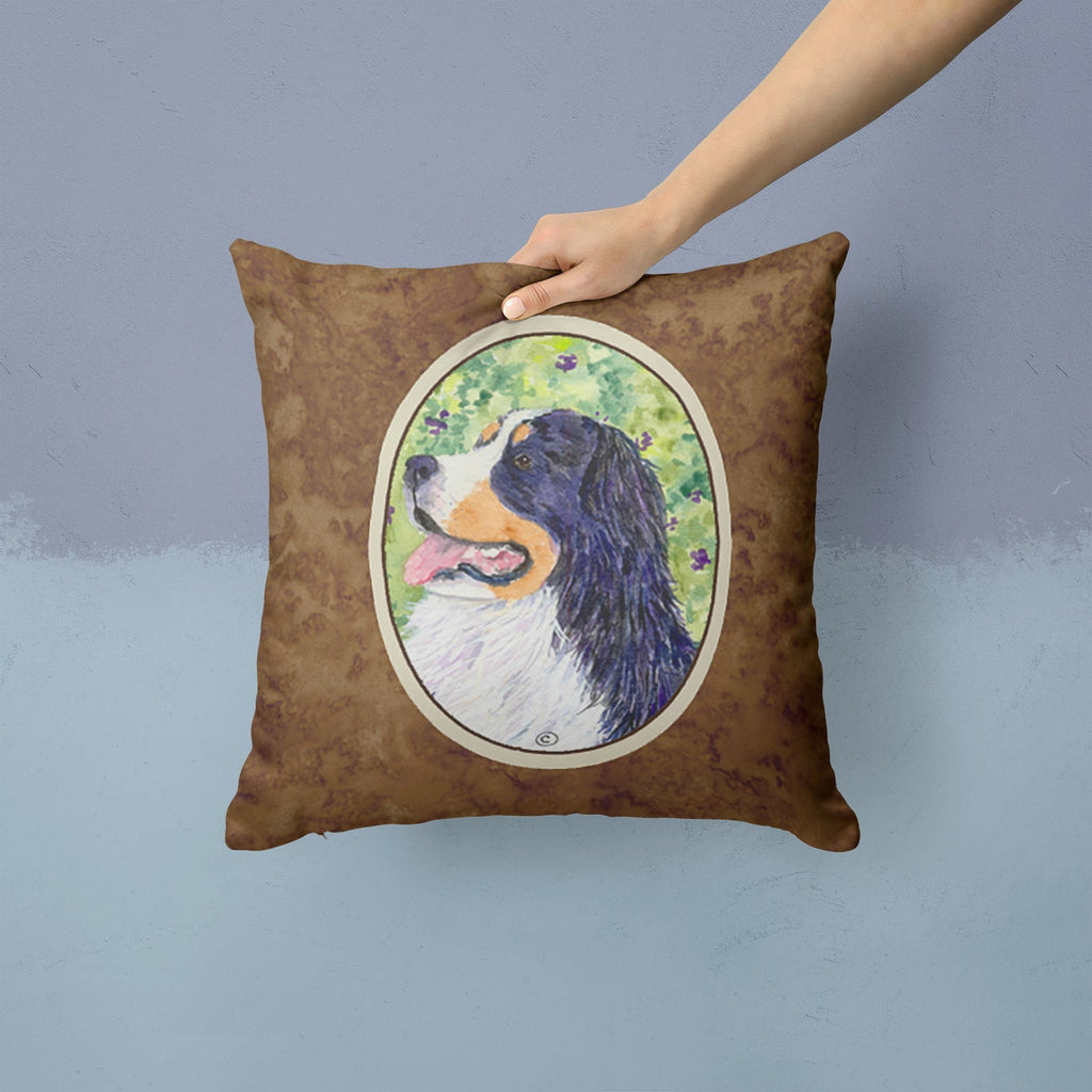 Bernese Mountain Dog Decorative Throw Pillow 14x14 Indoor Outdoor Accent Cushion, Fabric Cover with Insert for Sofa, Bed, Porch & Living Room