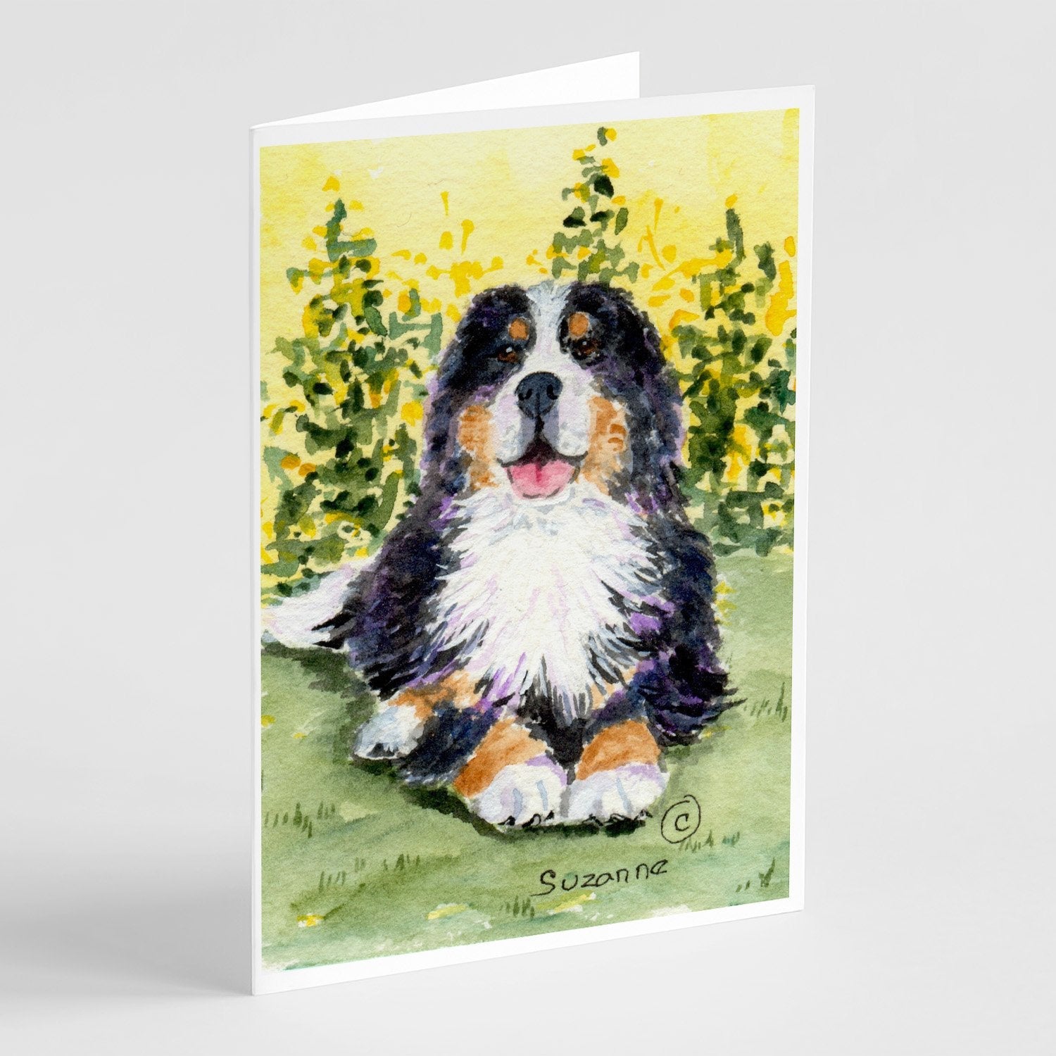 Bernese Mountain Dog Greeting Cards Pack of 8 Blank Cards with Envelopes Whimsical A7 Size 5x7