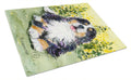 Bernese Mountain Dog Cutting Board Tempered Glass Kitchen Cutting Surface, Heat Resistant Chopping, Non-Slip Feet, Food Prep & Serving