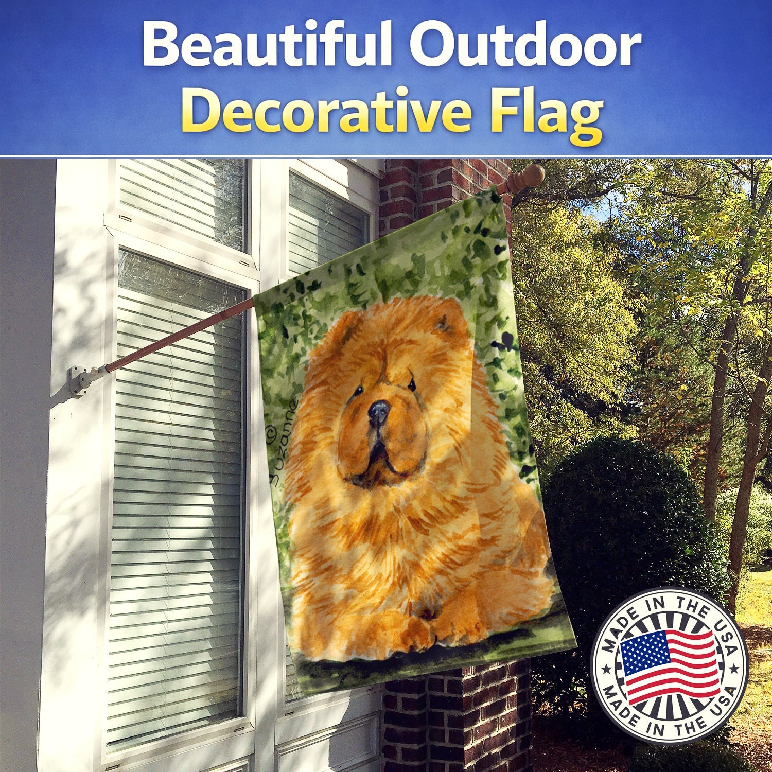 Chow Chow House Flag 28x40 Porch Sleeve Pole Decorative Outside Yard Banner Artwork Wall Hanging, Polyester