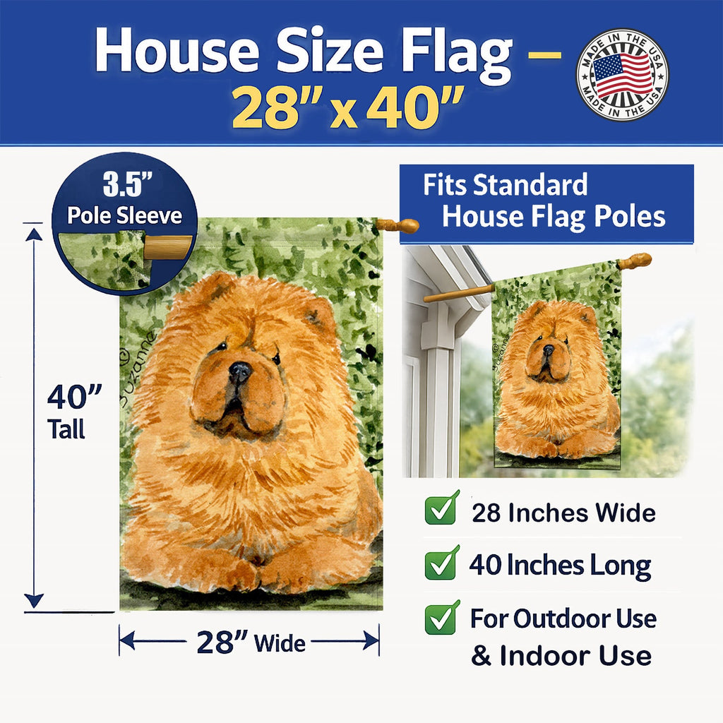 Chow Chow House Flag 28x40 Porch Sleeve Pole Decorative Outside Yard Banner Artwork Wall Hanging, Polyester