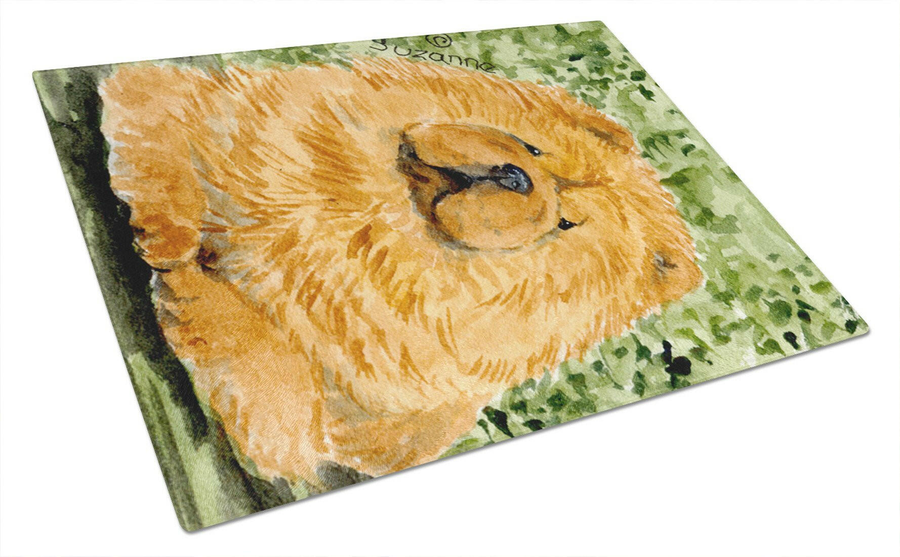 Chow Chow Cutting Board Tempered Glass Kitchen Cutting Surface, Heat Resistant Chopping, Non-Slip Feet, Food Prep & Serving